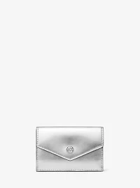 Ensemble porte-cartes et portefeuille en faux cuir métallisé