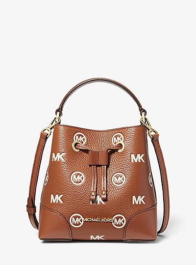 Petit sac seau Mercer en cuir gaufré à logo