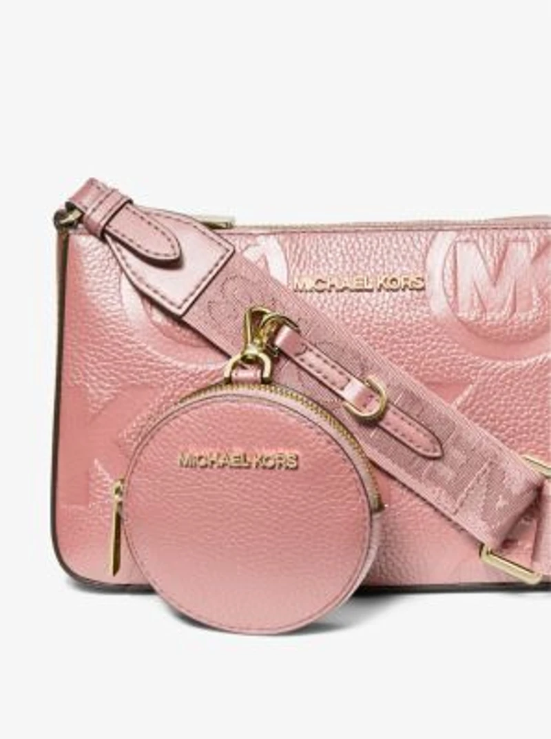 Jet Set Logo Embossed Leather Crossbody Bag with Case for Apple Airpods Pro®