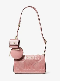 Jet Set Logo Embossed Leather Crossbody Bag with Case for Apple Airpods Pro®