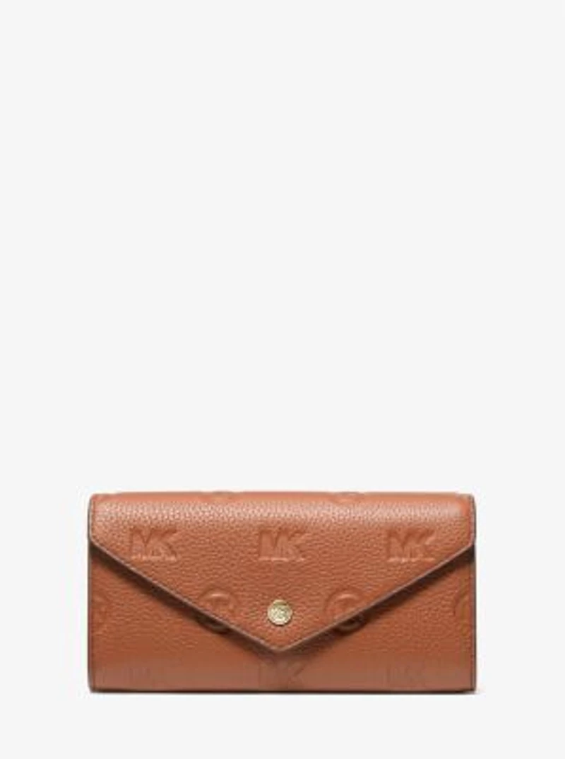 Grand portefeuille enveloppe Jet Set Travel en cuir gaufré à logo