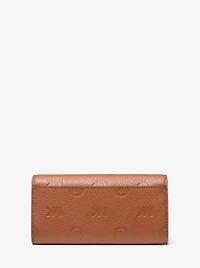 Grand portefeuille enveloppe Jet Set Travel en cuir gaufré à logo