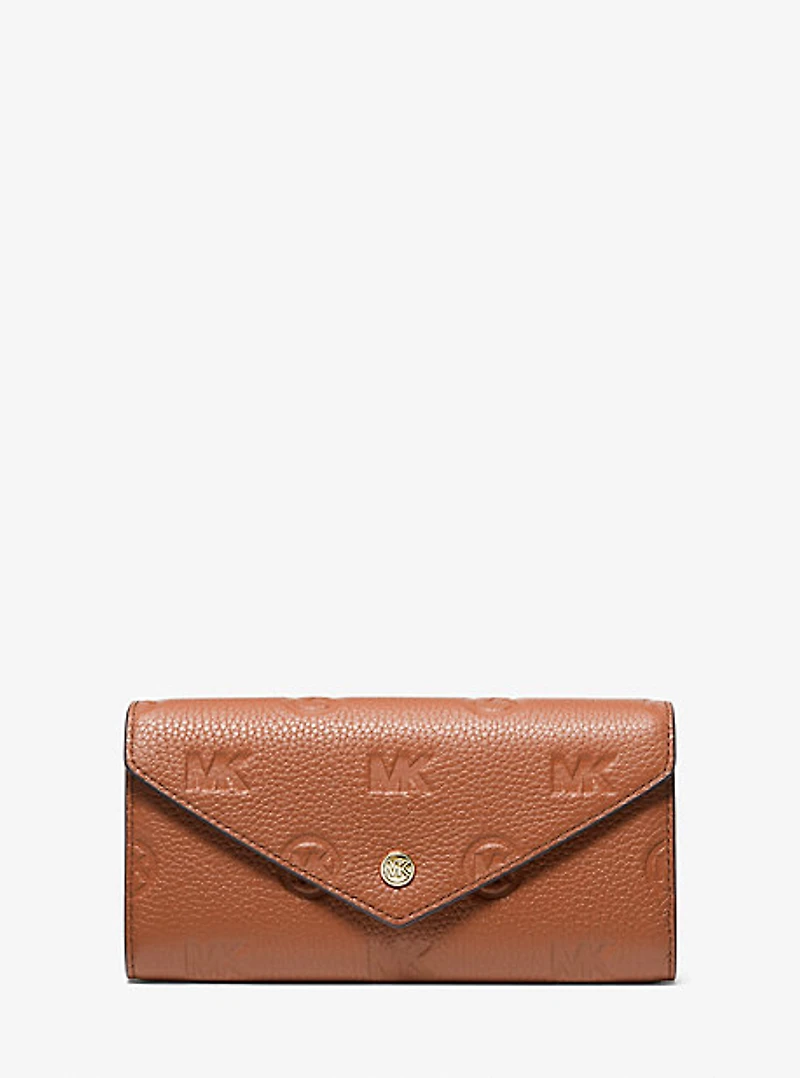 Grand portefeuille enveloppe Jet Set Travel en cuir gaufré à logo