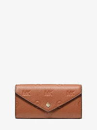 Grand portefeuille enveloppe Jet Set Travel en cuir gaufré à logo