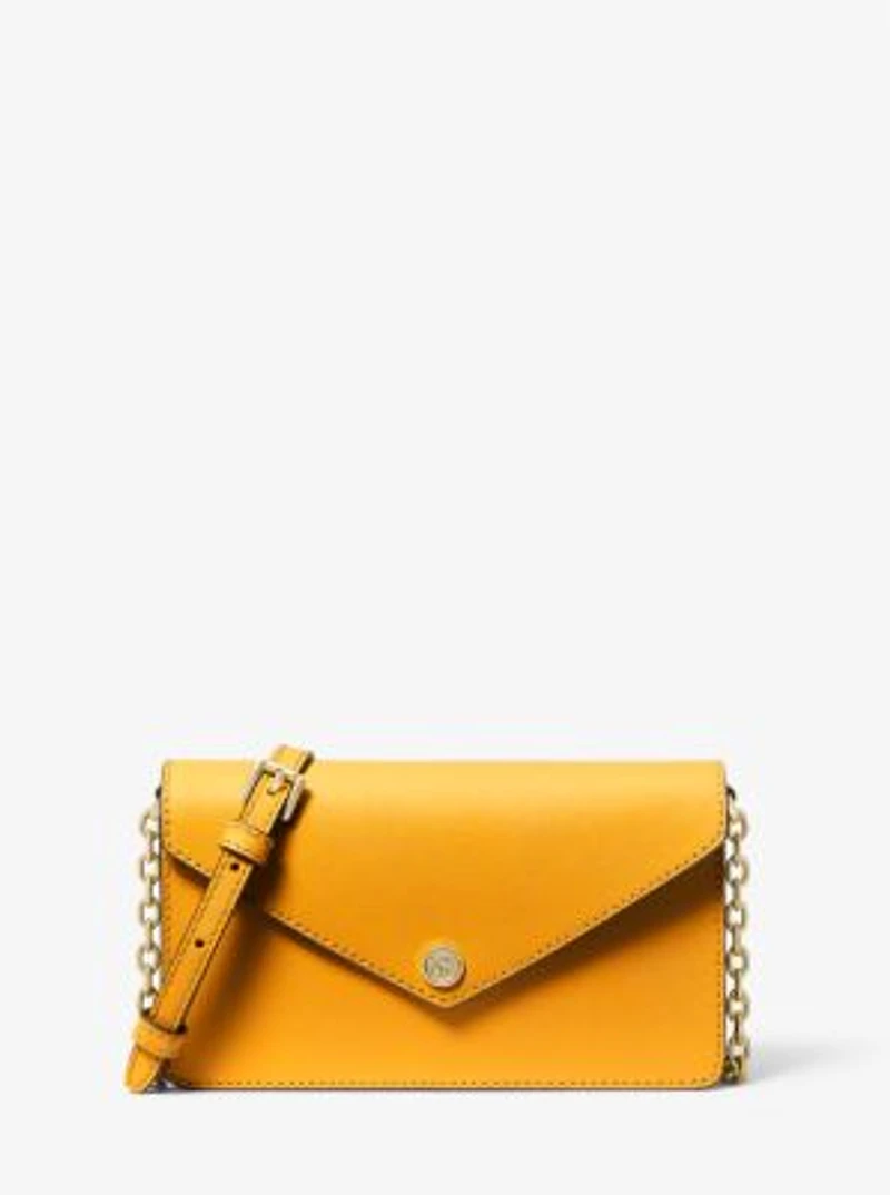Small Saffiano Leather Envelope Crossbody Bag