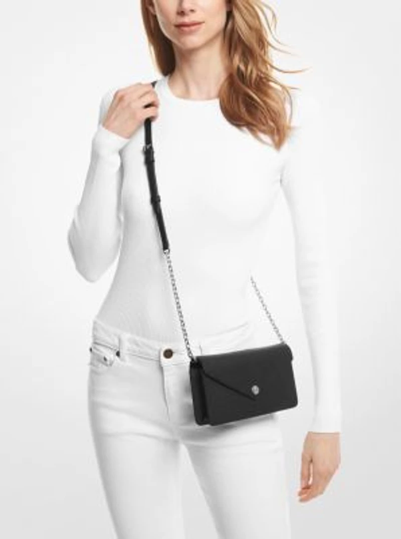 Small Saffiano Leather Envelope Crossbody Bag