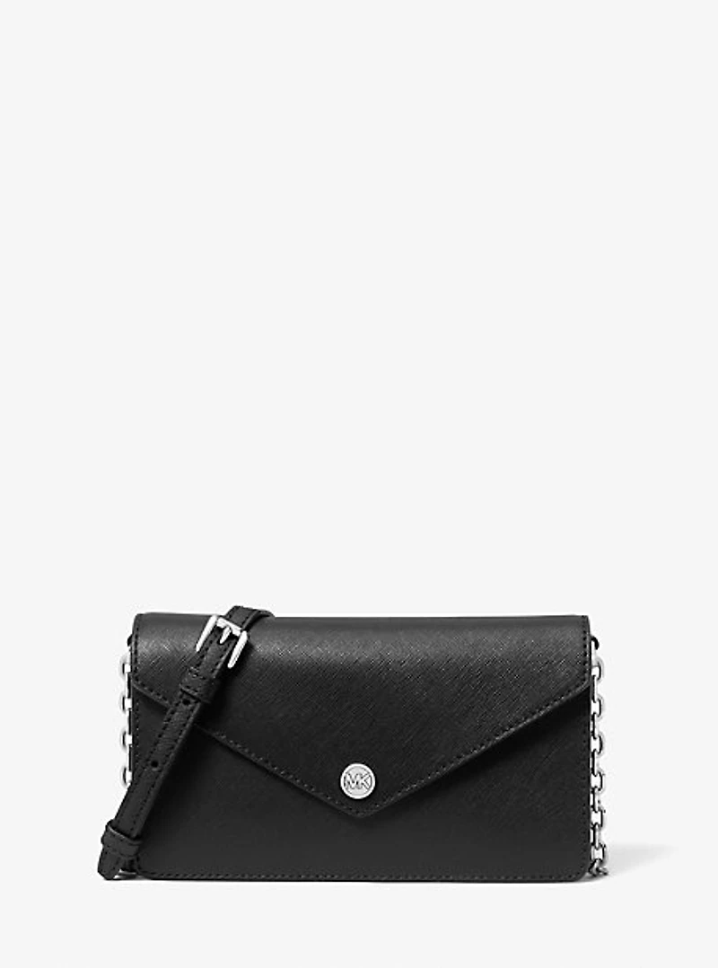 Small Saffiano Leather Envelope Crossbody Bag