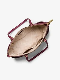 Grand sac fourre-tout Charlotte à logo et en cuir fermeture éclair sur le dessus