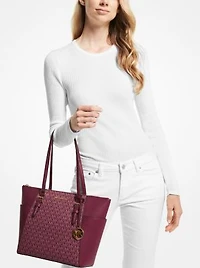 Grand sac fourre-tout Charlotte à logo et en cuir fermeture éclair sur le dessus