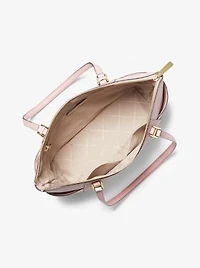 Charlotte Large Logo and Leather Top-Zip Tote Bag