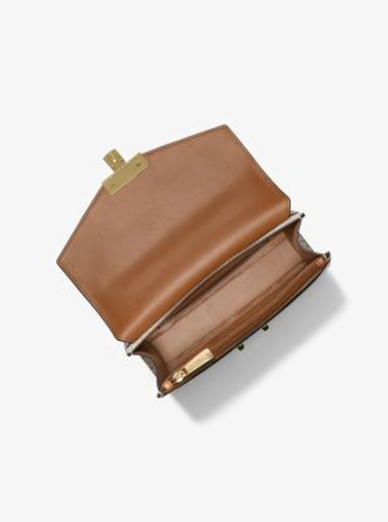 Rose Medium Logo and Faux Leather Shoulder Bag