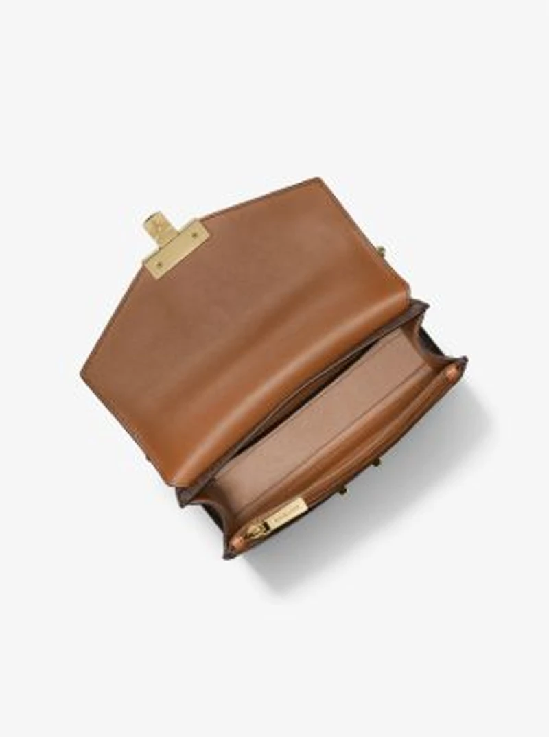 Rose Medium Logo and Faux Leather Shoulder Bag