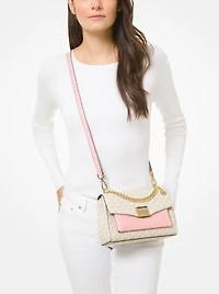 Sac à bandoulière Lita de taille moyenne à deux tons et à logo