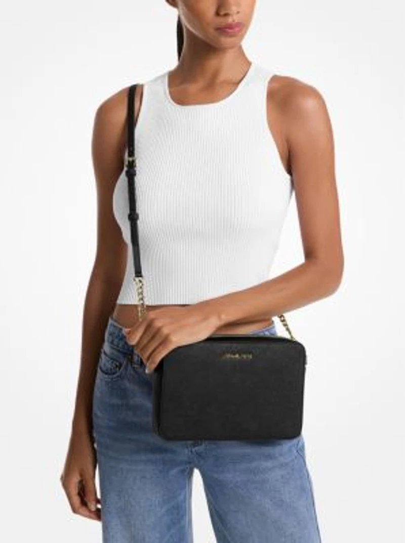 Grand sac à bandoulière Jet Set en cuir Saffiano