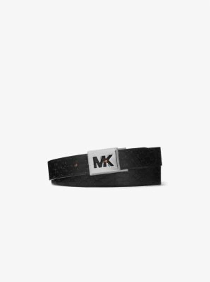 Ceinture réversible en faux cuir gaufré à logo
