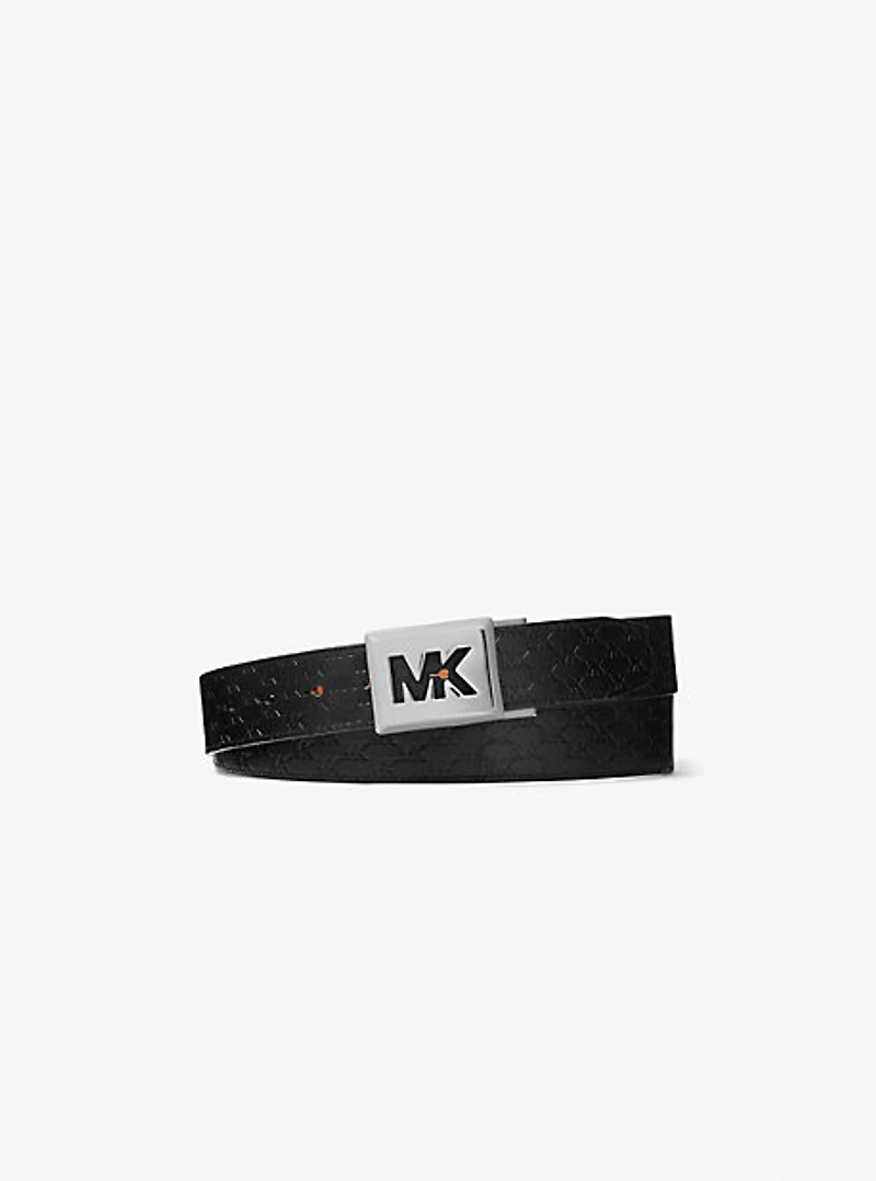 Ceinture réversible en faux cuir gaufré à logo