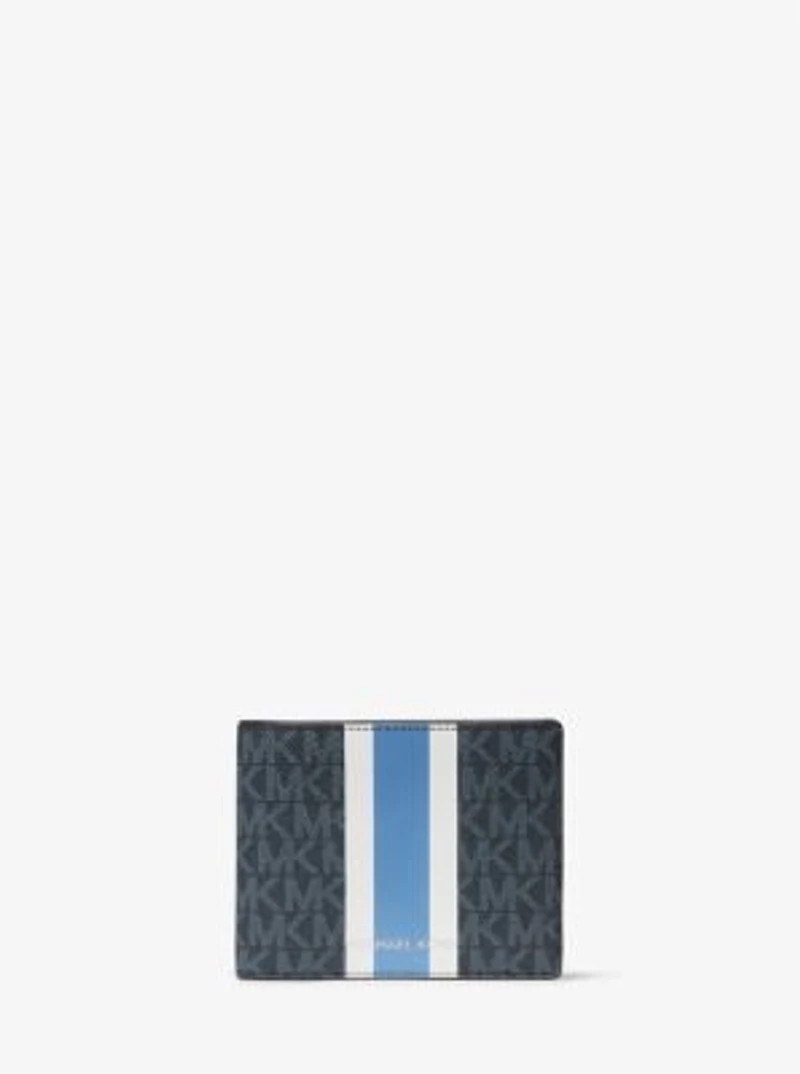 Portefeuille à logo rayé avec rabat