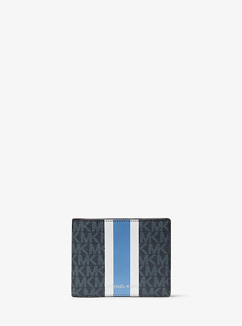 Portefeuille à logo rayé avec rabat