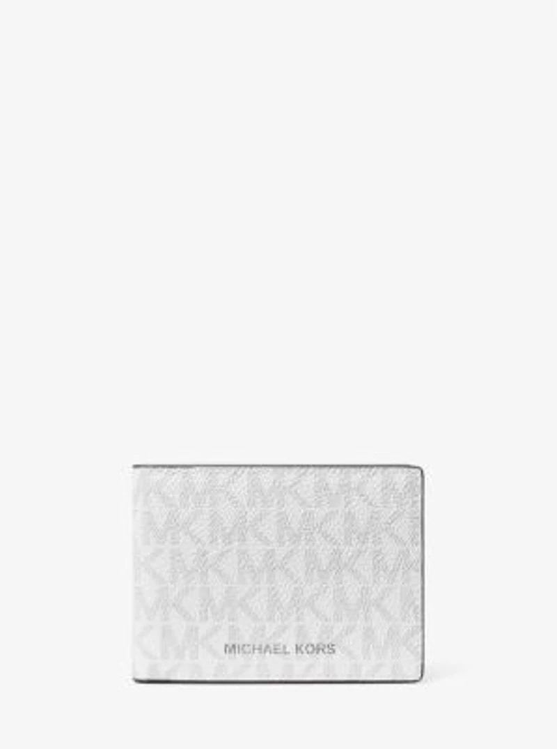 Logo and Faux Leather Stripe Wallet With Passcase Gift Set