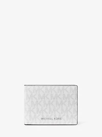 Logo and Faux Leather Stripe Wallet With Passcase Gift Set