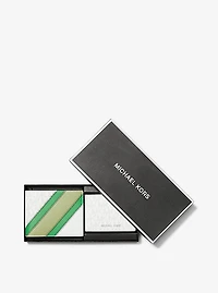 Logo and Faux Leather Stripe Wallet With Passcase Gift Set