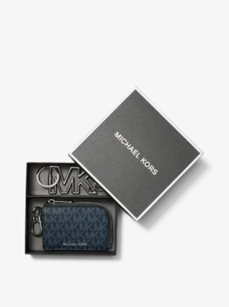 Ensemble-cadeau portefeuille et porte-clés à logo