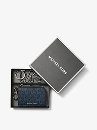 Ensemble-cadeau portefeuille et porte-clés à logo