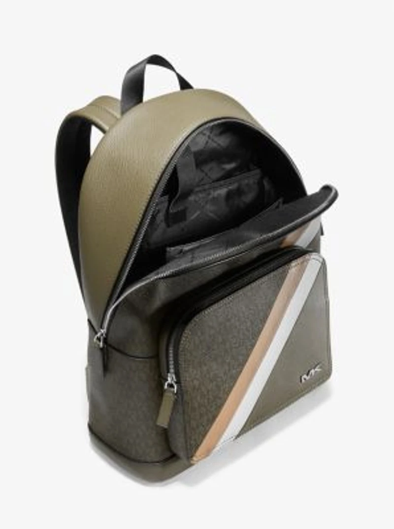 Sac à dos Cooper en faux cuir à rayure et à logo