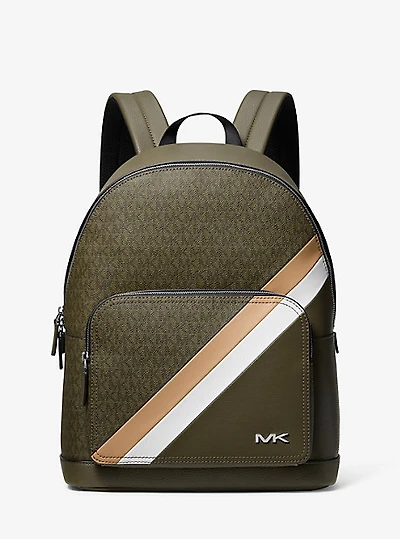 Sac à dos Cooper en faux cuir à rayure et à logo