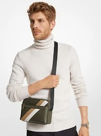 Cooper Logo Stripe and Faux Leather Crossbody Bag