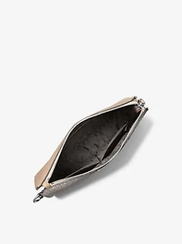 Pochette-bracelet Cooper en faux cuir à rayure et à logo