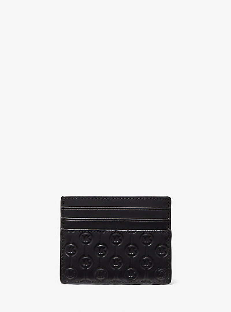 Hudson Logo Embossed Leather Tall Card Case