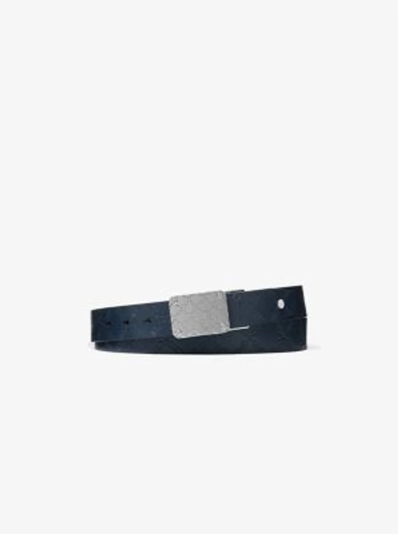 Ceinture réversible en cuir et à fini gaufré logo empire