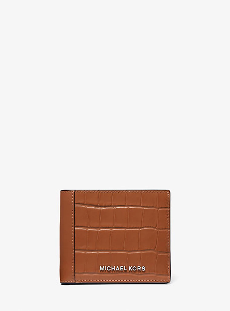 Portefeuille Hudson en cuir gaufré à motif crocodile