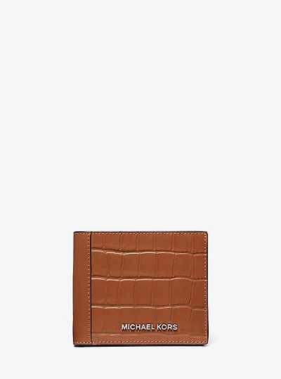 Portefeuille Hudson en cuir gaufré à motif crocodile