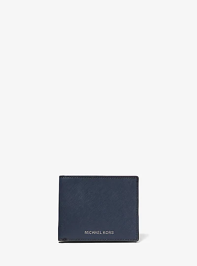 Portefeuille Harrison mince en cuir à grain croisé
