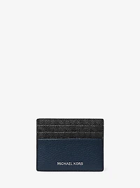 Grand porte-cartes Hudson en cuir grainé et à logo