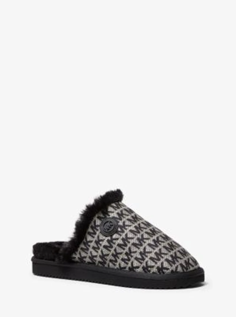 Janis Faux Fur-Lined Logo Jacquard Slipper