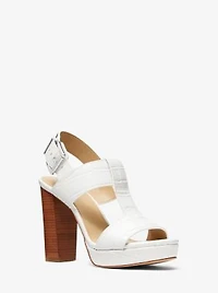 Becker Crocodile Embossed Faux Leather Platform Sandal