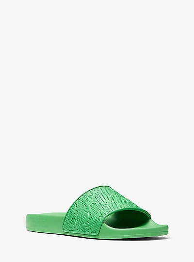 Gilmore Logo Embossed Faux Leather Slide Sandal