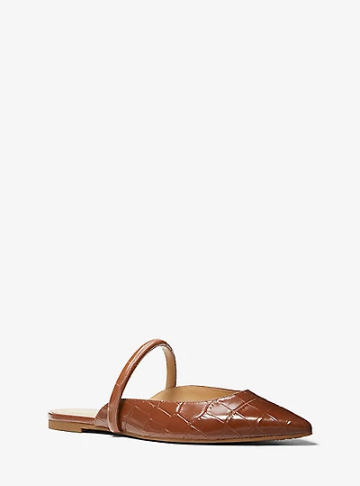 Jessa Flex Crocodile Embossed Leather Mule