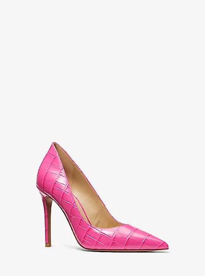 Escarpin Keke en cuir gaufré à motif crocodile