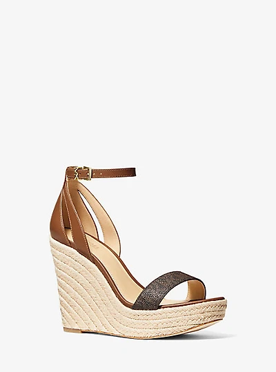 Kimberly Logo and Leather Wedge Sandal