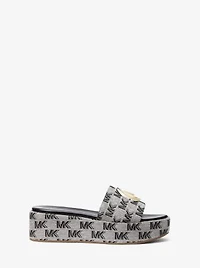 Sadler Logo Jacquard Wedge Sandal