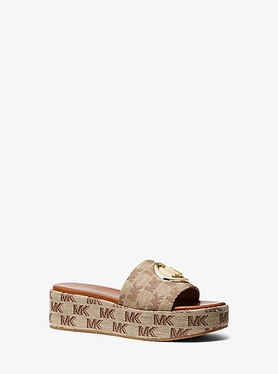 Sadler Logo Jacquard Wedge Sandal