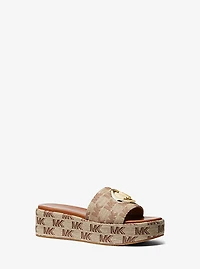 Sadler Logo Jacquard Wedge Sandal