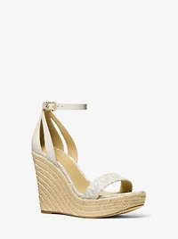 Kimberly Logo and Leather Wedge Sandal