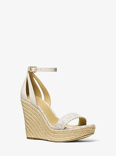 Kimberly Logo and Leather Wedge Sandal