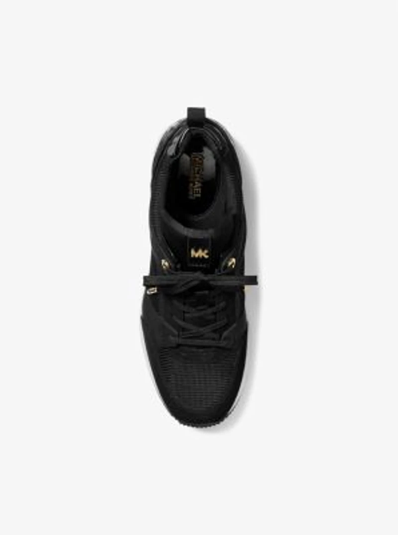 Georgie Nylon and Crocodile Embossed Leather Trainer