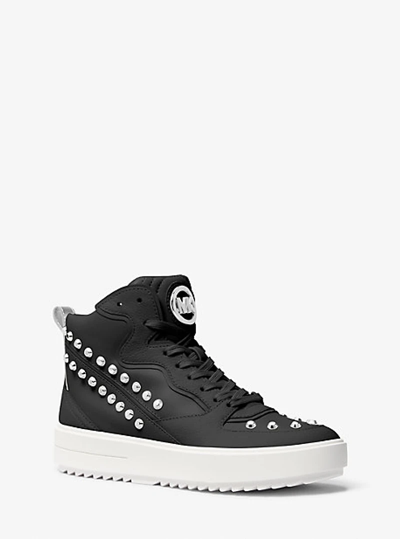 Emmett Studded Stripe Leather High-Top Sneaker